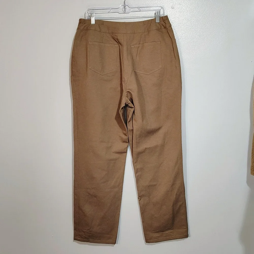 Appleseed's‎ Womens Brown Cotton Blend High Rise Straight Leg Pants - Size 14M